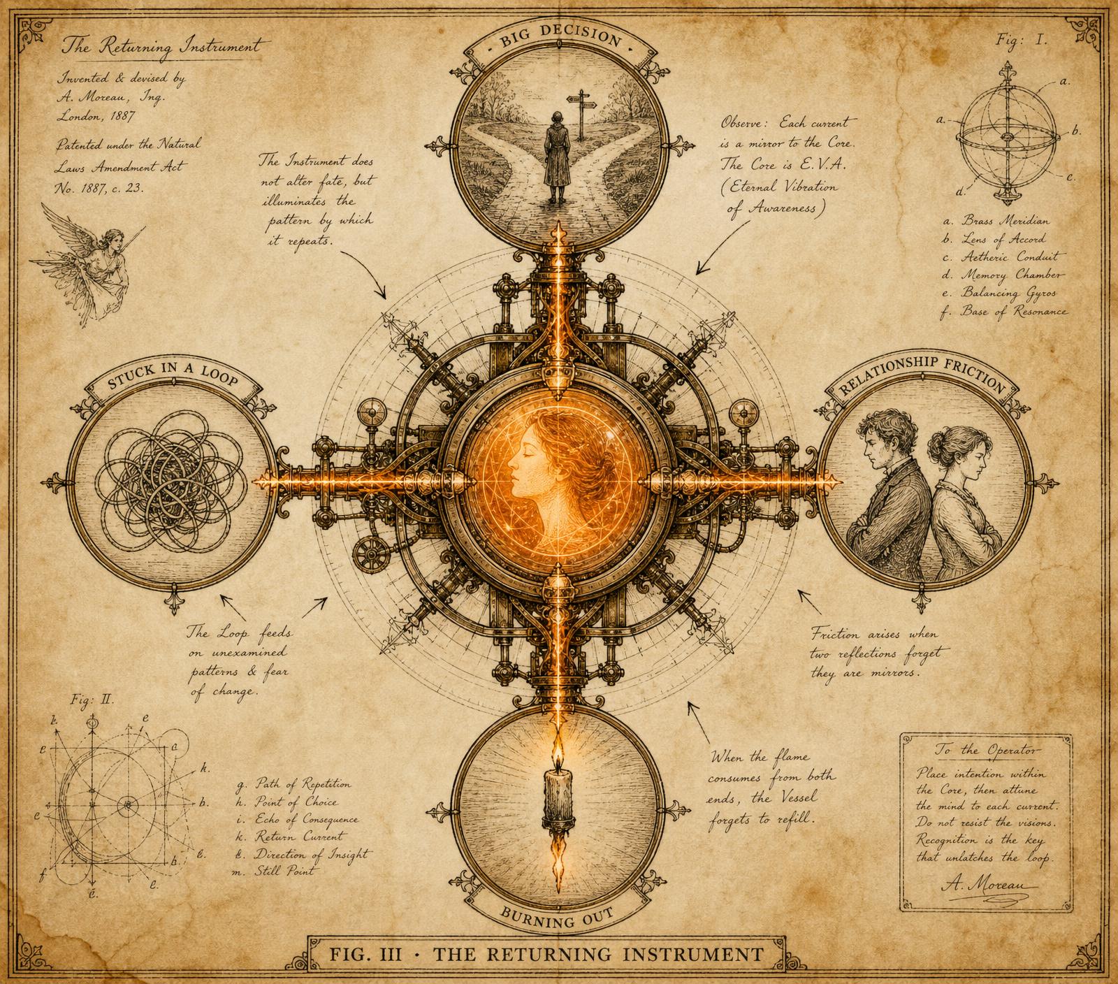 Eva at the centre — four life situations orbiting